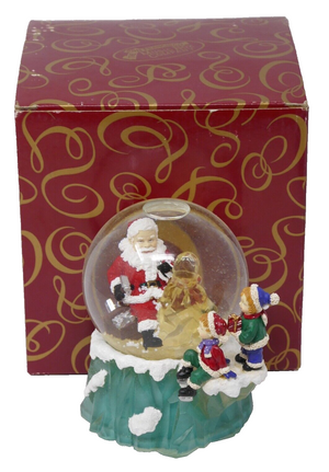 The San Francisco Music Box Company Santa Carving Tree Waterglobe Deck The Halls