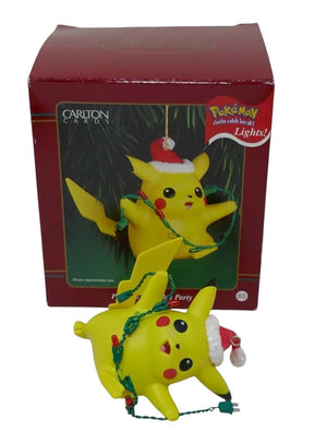 Carlton Cards 2000 Pokemon Pikachu's Holiday Party Light Up Christmas Ornament