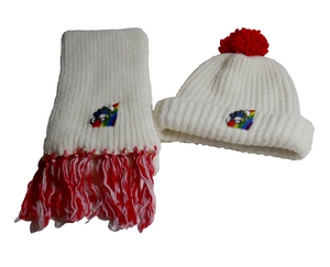 Hi-Bulk Orlon Acrylic Smurfette Winter Pom Pom Knit Hat & Scarf Set