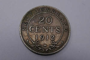 Newfoundland 1912 George V 20 Cent Silver Coin