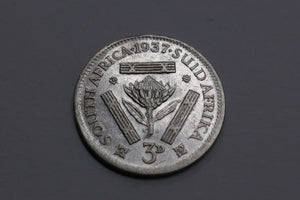 South Africa 1937 George VI Rex Imperator 3 Pence Silver Coin