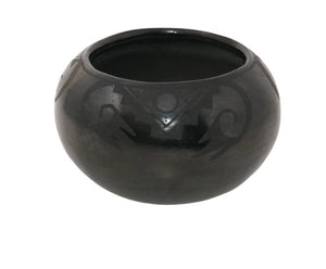 Santa Clara Black Ware Blackware Geometric Etched Bowl Pot Pottery Unsigned