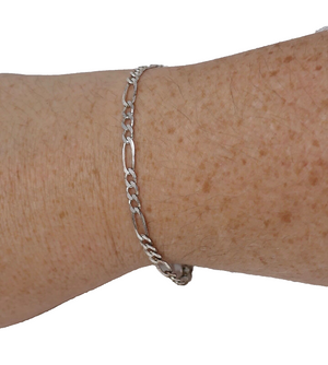 IBB Sterling Silver 925 Figaro 8" Bracelet