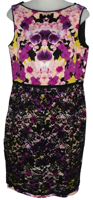 Maggy London Floral Lace Trim Sleeveless Sheath Dress Size 10