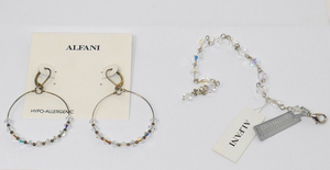 Alfani Crystallized With Swarovski Silver Tone Bracelet & Earrings