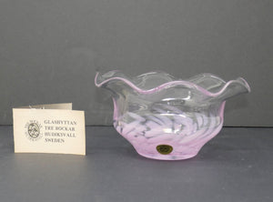 Tre Bockar Hudiksvall Swedish Purple Swirl Art Glass Bowl RARE