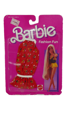 Mattel 1986 Barbie Fashion Fun Clothing 2864 Red Flower Dress