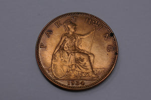 United Kingdom 1934 George V Farthing Bronze Coin