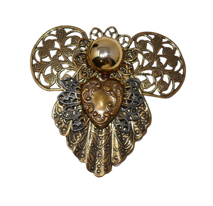 Art Deco Brass Angel Pin Brooch