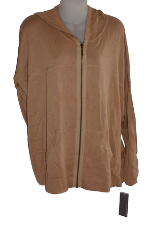 Queen Collection Zip-up Hooded Sweater Size M ~ Brown