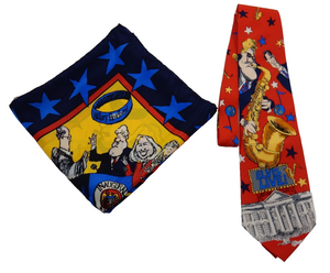 Bill Clinton Necktie & Hillary Clinton Political Satire Scarf by Newsweek RARE