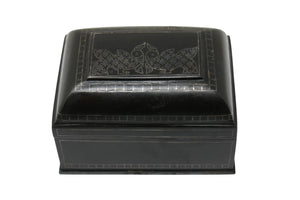 Antique Domed Metal Snuff Trinket Box with Inlaid Decoration
