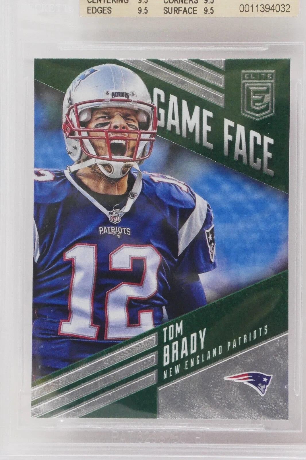 2016 Elite Game Face Green #GFTB Tom Brady Patriots 🔥 Beckett 9.5 GEM MINT