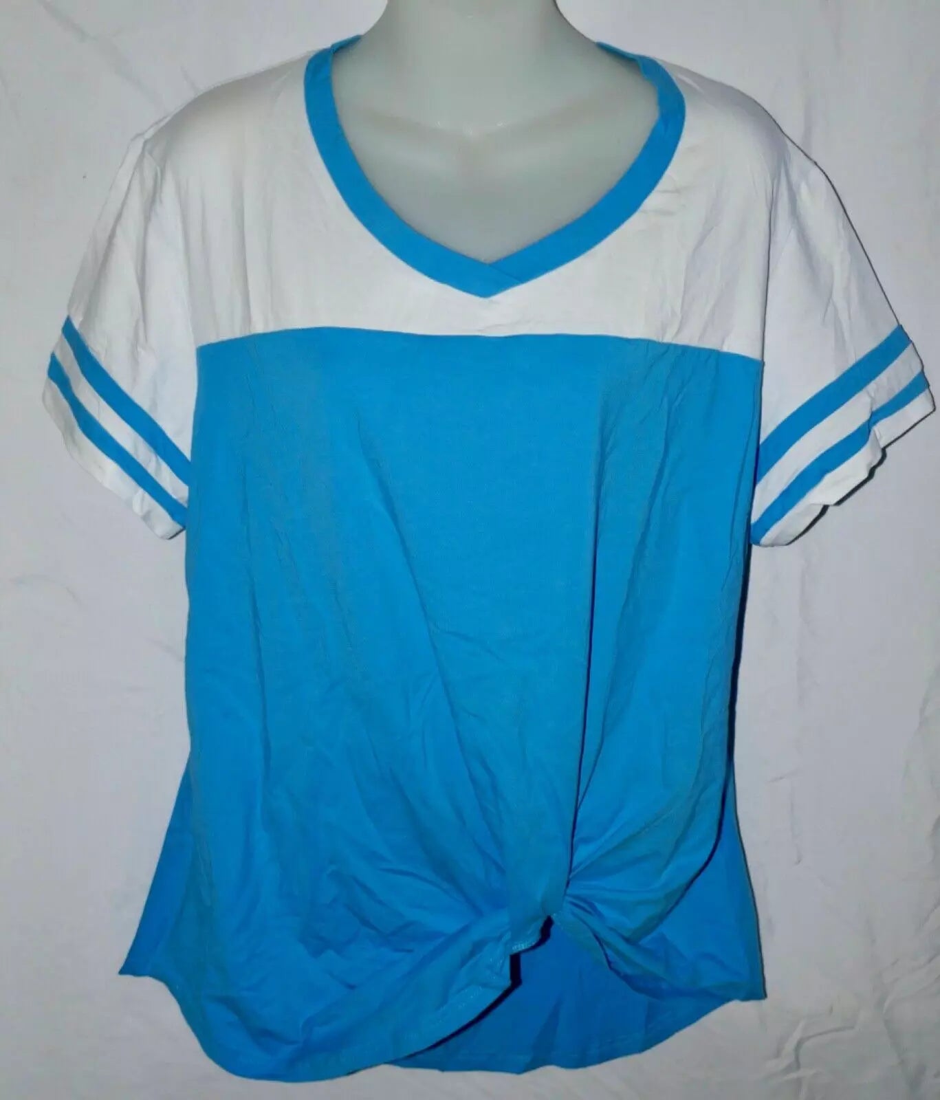 Women's Casual V Neck Twist Knot Short Sleeve T-Shirt