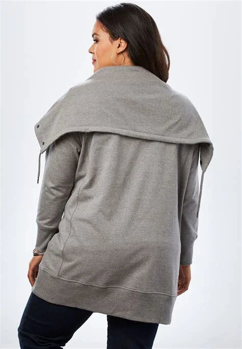 Roaman's Snap-Collar French Terry Jacket Sweatshirt Tunic 1X 22/24