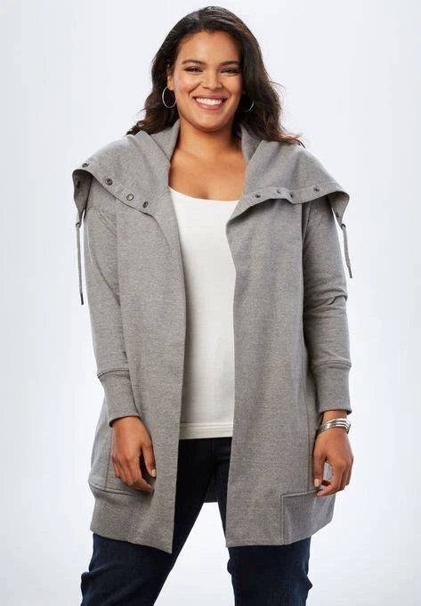 Roaman's Snap-Collar French Terry Jacket Sweatshirt Tunic 1X 22/24