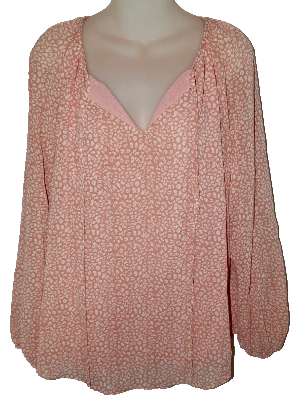 Women Boho Floral Print V Neck Long Puff Sleeve XL Blouse Shirts