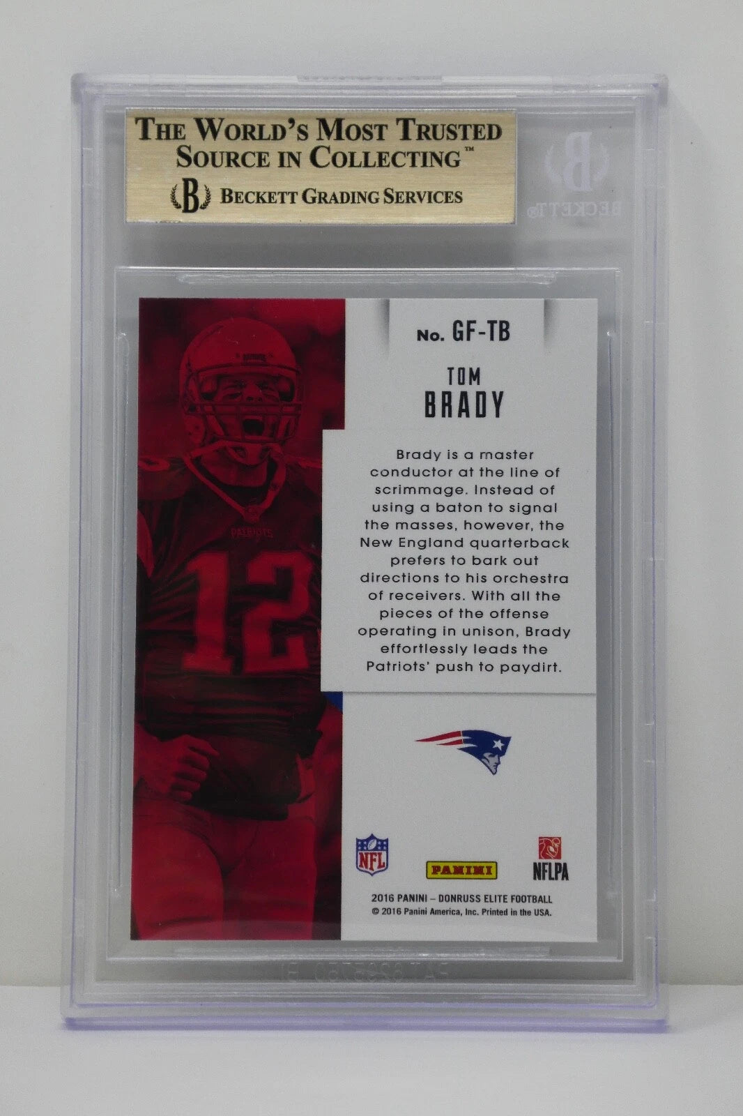 2016 Elite Game Face Green #GFTB Tom Brady Patriots 🔥 Beckett 9.5 GEM MINT