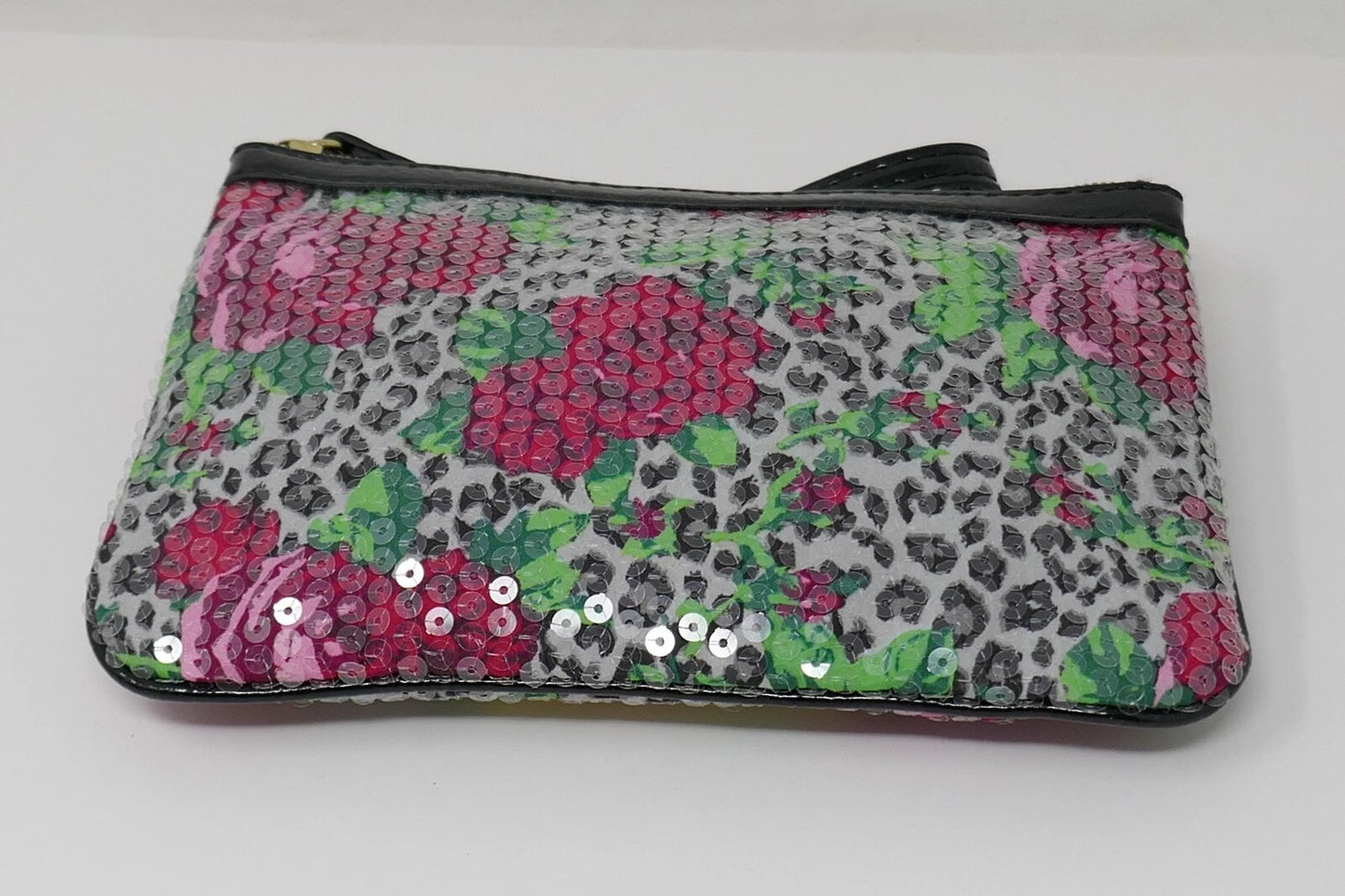 Betsey Johnson Betseyville Wristlet Sequin Cheetah Blossom Bag
