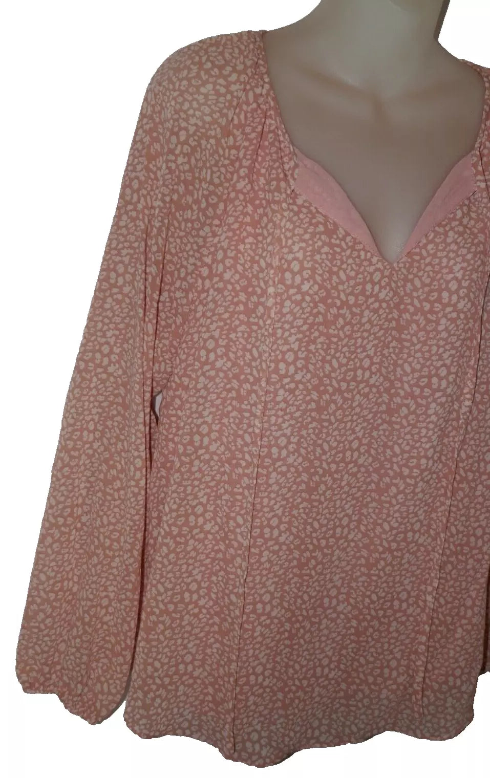 Women Boho Floral Print V Neck Long Puff Sleeve XL Blouse Shirts