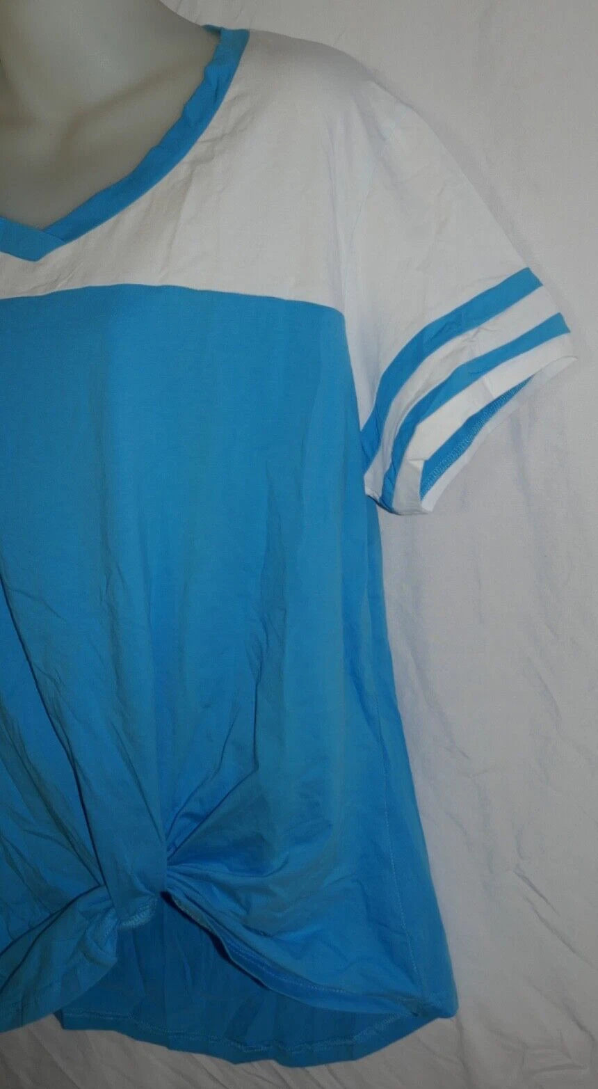 Women's Casual V Neck Twist Knot Short Sleeve T-Shirt