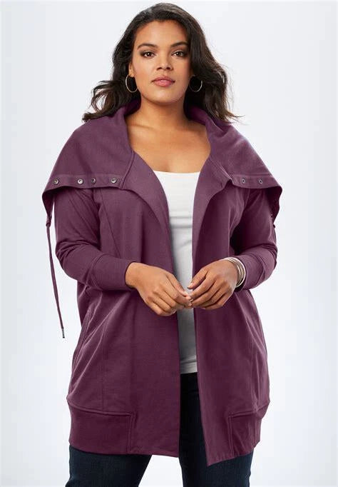 Roaman's Snap-Collar French Terry Jacket Sweatshirt Tunic 1X 22/24