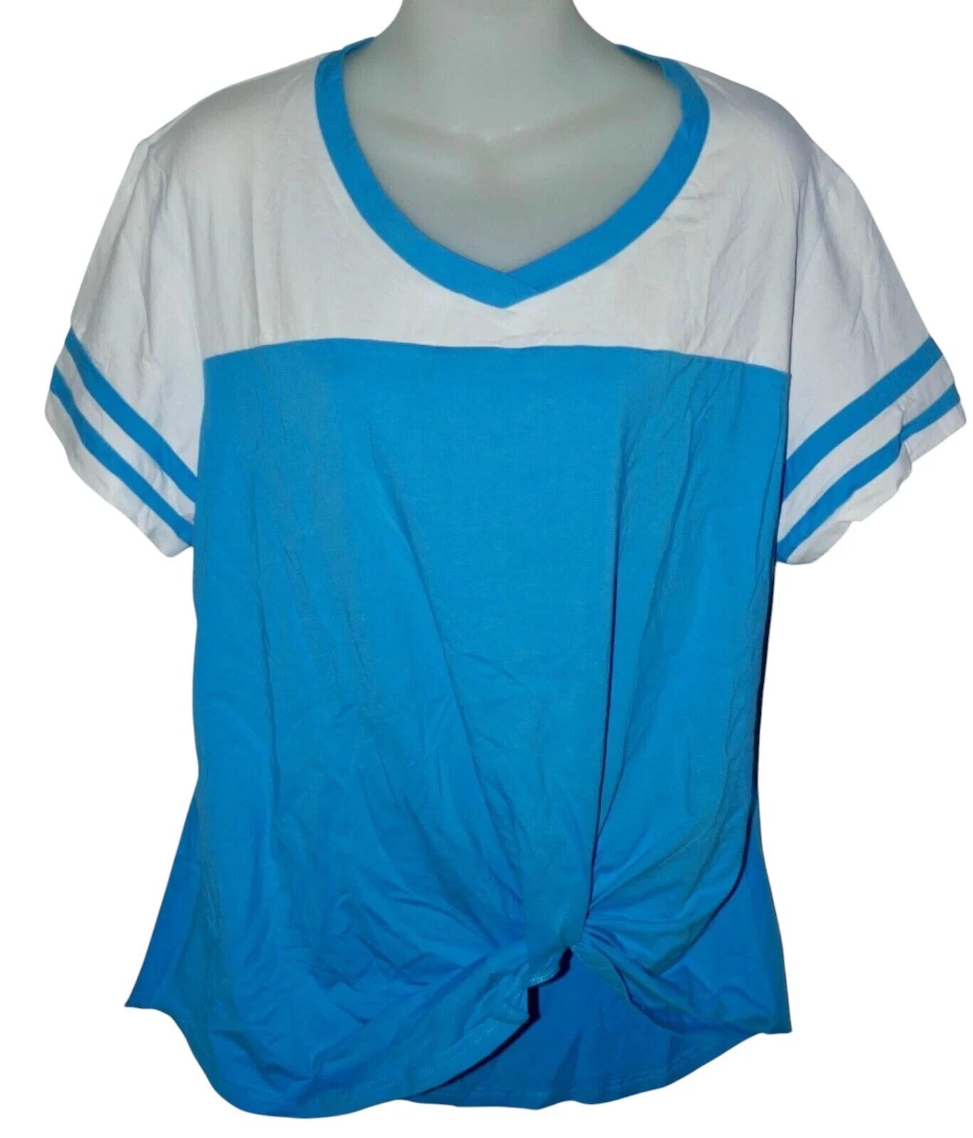 Women's Casual V Neck Twist Knot Short Sleeve T-Shirt