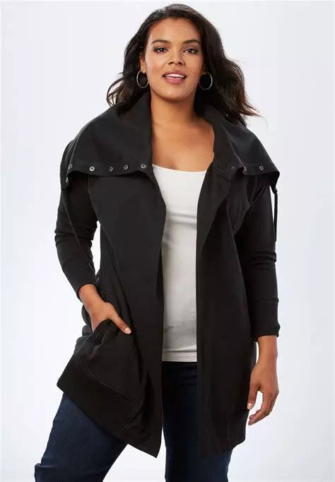 Roaman's Snap-Collar French Terry Jacket Sweatshirt Tunic 1X 22/24